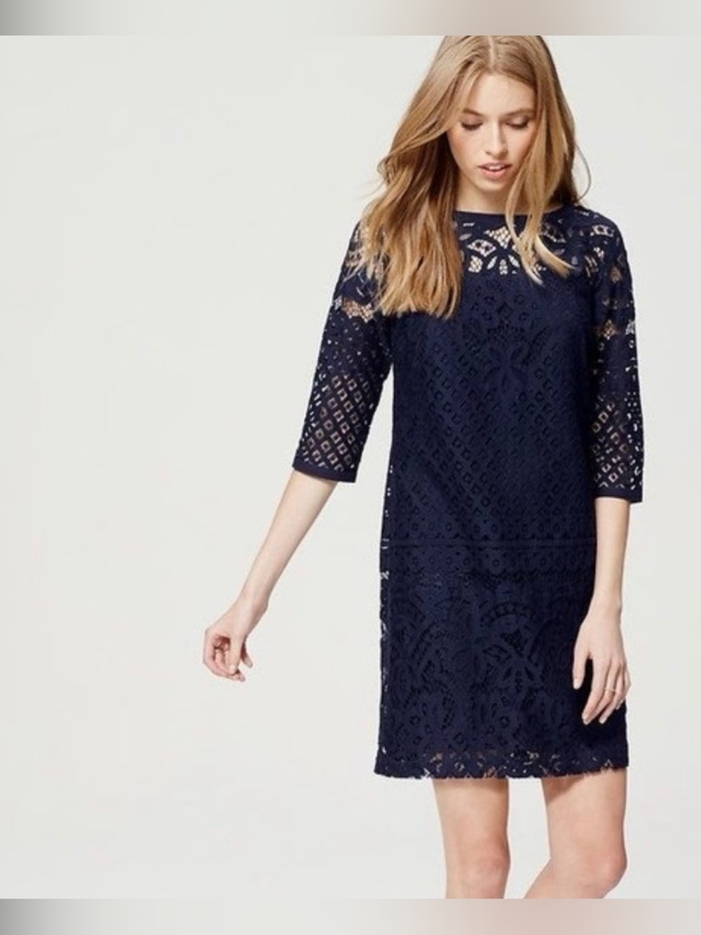 LOFT Lace Shift Dress | Navy